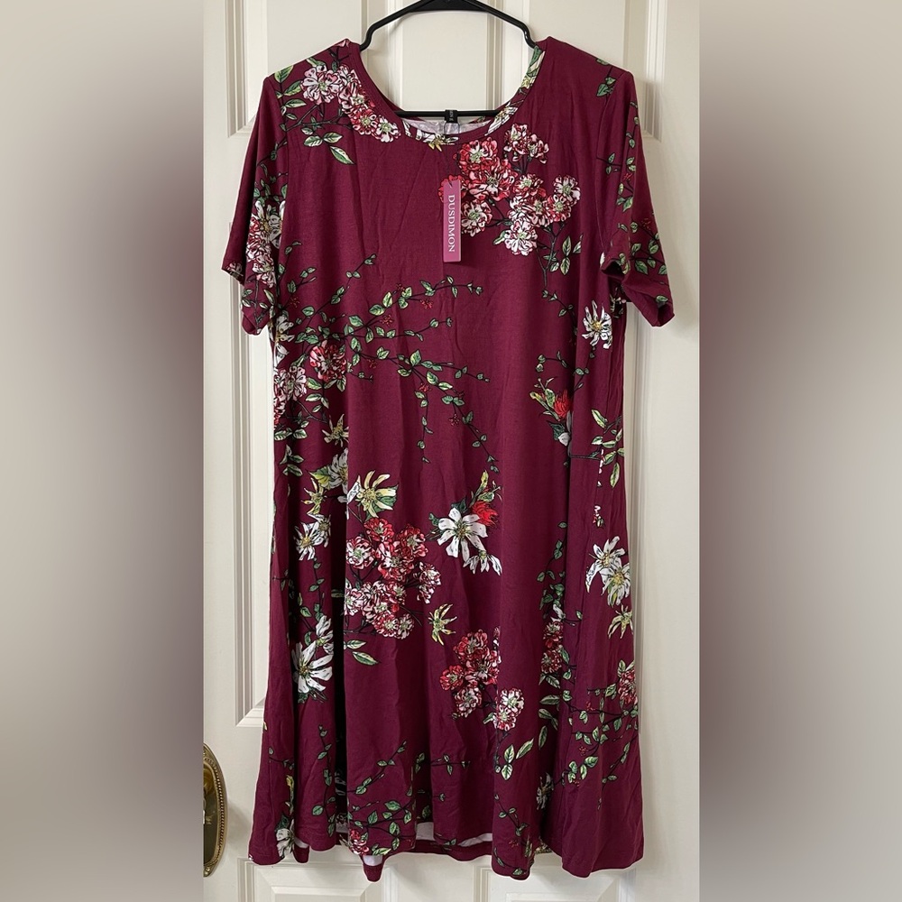 Dusdimon - Floral Burgundy Dress - 2XL - NWT!
